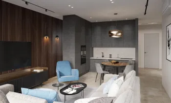 Интерьер гостиной c подсветкой  смотреть на Basicdecor