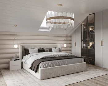 Интерьер спальни cветильниками над кроватью  смотреть на Basicdecor