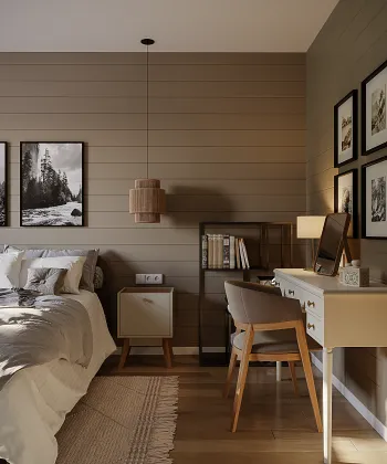 Интерьер спальни с в деревянном доме  смотреть на Basicdecor