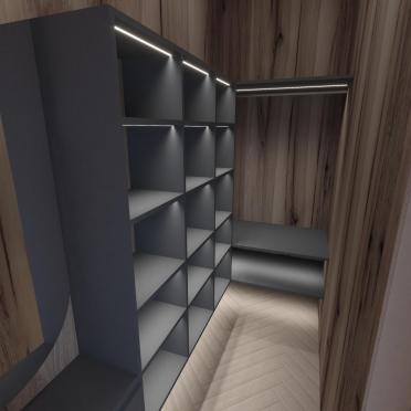 Интерьер гардеробной с нишей с подсветкой и с подсветкой  смотреть на Basicdecor