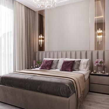 Интерьер спальни cветильниками над кроватью  смотреть на Basicdecor
