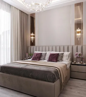 Интерьер спальни cветильниками над кроватью  смотреть на Basicdecor