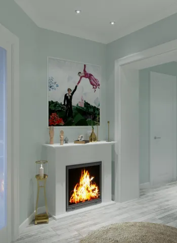 Интерьер гостиной с картинами над камином  смотреть на Basicdecor