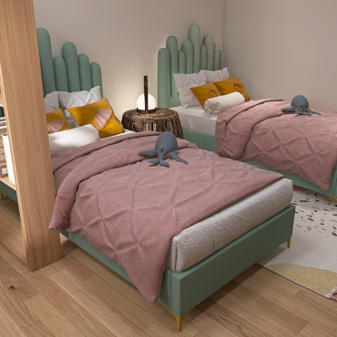 Интерьер спальни с для девочки и две кровати  смотреть на Basicdecor