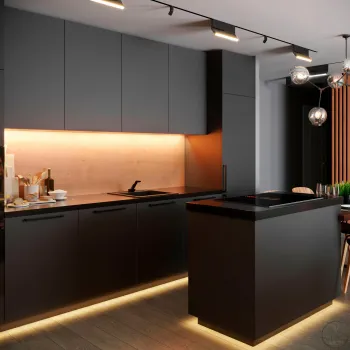 Интерьер кухни c подсветкой  смотреть на Basicdecor