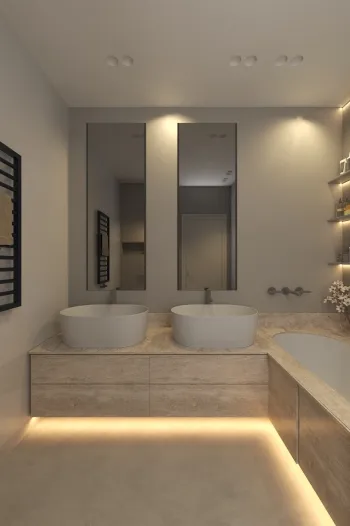 Интерьер ванной c подсветкой  смотреть на Basicdecor