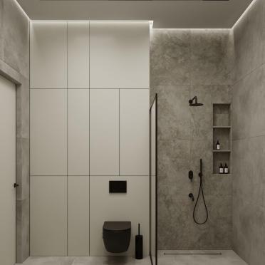Интерьер ванной с душевой из плитки  смотреть на Basicdecor