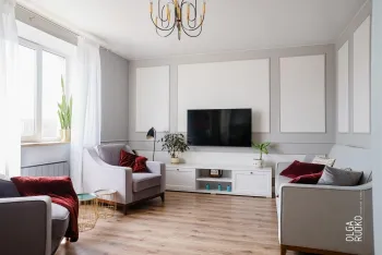 Интерьер гостиной c рабочим местом  смотреть на Basicdecor