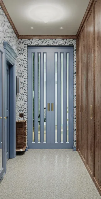Интерьер прихожей с дверными жалюзи  смотреть на Basicdecor