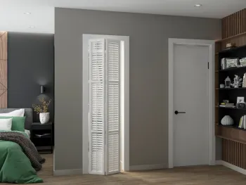 Интерьер с дверными жалюзи в современном стиле смотреть на Basicdecor