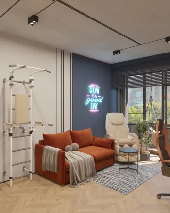 Интерьер кабинета c подсветкой  смотреть на Basicdecor