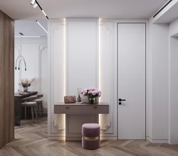 Интерьер прихожей с нишей с подсветкой и с подсветкой  смотреть на Basicdecor