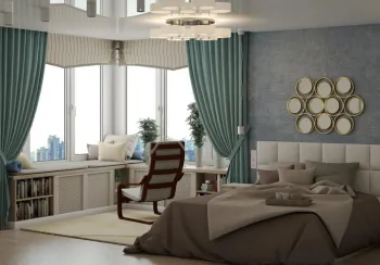 Интерьер спальни c рабочим местом  смотреть на Basicdecor