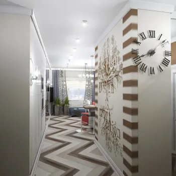Интерьер коридора с проходной в современном стиле смотреть на Basicdecor