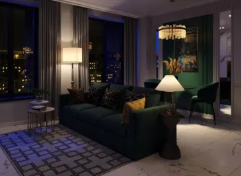 Интерьер гостиной c подсветкой  смотреть на Basicdecor