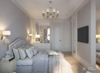 Интерьер спальни cветильниками над кроватью  смотреть на Basicdecor