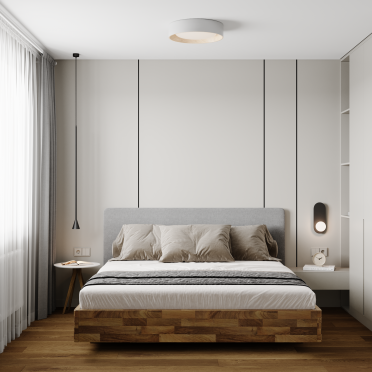 Интерьер спальни cветильниками над кроватью  смотреть на Basicdecor