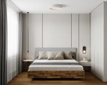 Интерьер спальни cветильниками над кроватью  смотреть на Basicdecor