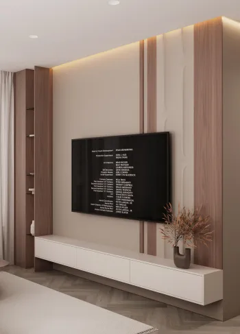 Интерьер гостиной с телевизором на стене  смотреть на Basicdecor