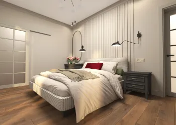 Интерьер спальни cветильниками над кроватью  смотреть на Basicdecor