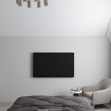 Интерьер спальни с телевизором на стене  смотреть на Basicdecor