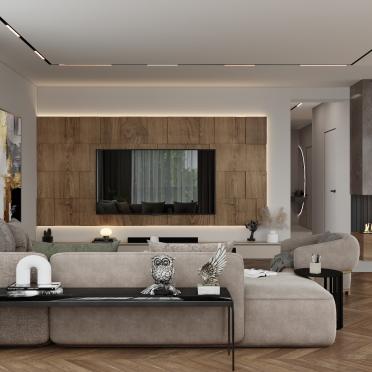Интерьер гостиной c подсветкой  смотреть на Basicdecor
