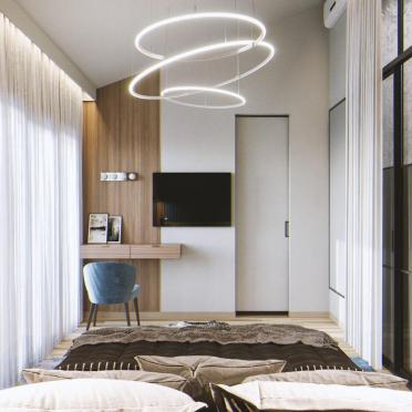 Интерьер спальни cветильниками над кроватью  смотреть на Basicdecor