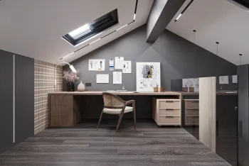 Интерьер c рабочим местом в современном стиле смотреть на Basicdecor