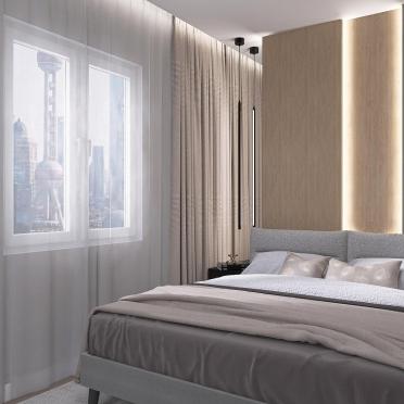 Интерьер спальни cветильниками над кроватью и с подсветкой  смотреть на Basicdecor
