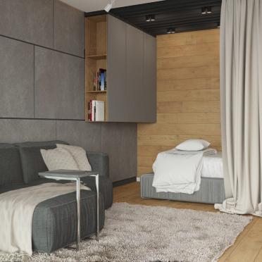 Интерьер спальни с шкафом над кроватью в современном стиле смотреть на Basicdecor