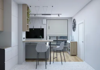 Интерьер кухни с жалюзи  смотреть на Basicdecor