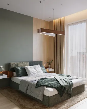 Интерьер спальни cветильниками над кроватью  смотреть на Basicdecor