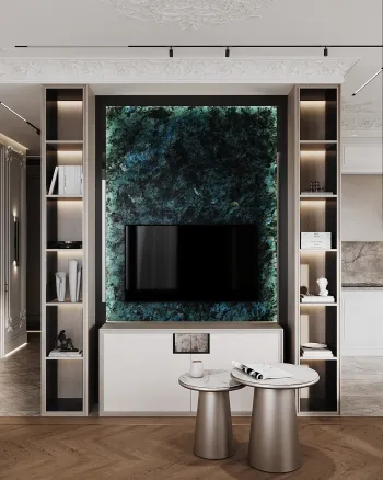 Интерьер гостиной с телевизором на стене  смотреть на Basicdecor