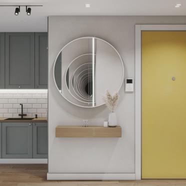 Интерьер прихожей с зеркалом на двери  смотреть на Basicdecor