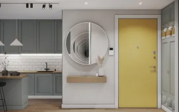 Интерьер прихожей с зеркалом на двери  смотреть на Basicdecor