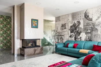 Интерьер гостиной с картинами над камином в современном стиле смотреть на Basicdecor
