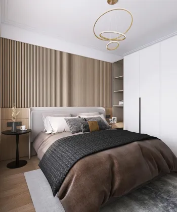 Интерьер спальни cветильниками над кроватью  смотреть на Basicdecor