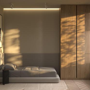 Интерьер спальни cветильниками над кроватью и с подсветкой  смотреть на Basicdecor