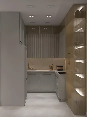 Интерьер кухни с нишей с подсветкой и с подсветкой  смотреть на Basicdecor