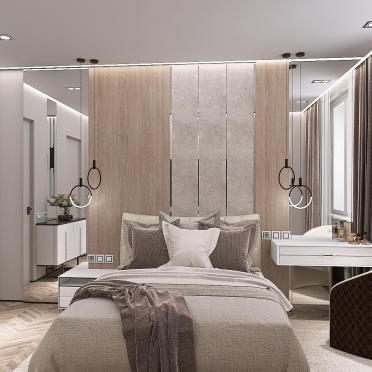 Интерьер спальни cветильниками над кроватью  смотреть на Basicdecor
