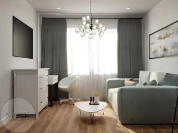 Интерьер гостиной c рабочим местом  смотреть на Basicdecor