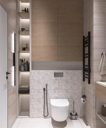 Интерьер ванной cовмещенным санузлом  смотреть на Basicdecor