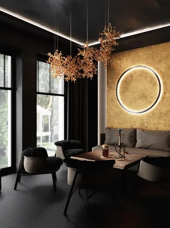 Интерьер гостиной c подсветкой  смотреть на Basicdecor
