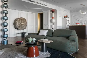 Интерьер гостиной с проходной и аркой в современном стиле смотреть на Basicdecor