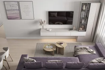 Интерьер гостиной с телевизором в углу  смотреть на Basicdecor