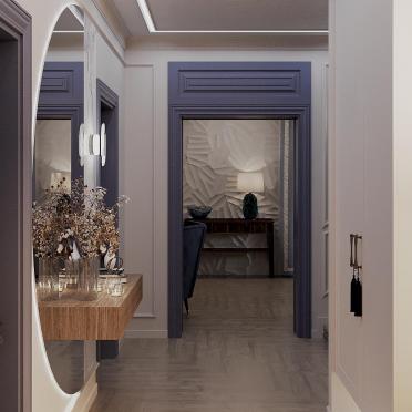 Интерьер коридора с проходной и зеркалом на двери  смотреть на Basicdecor