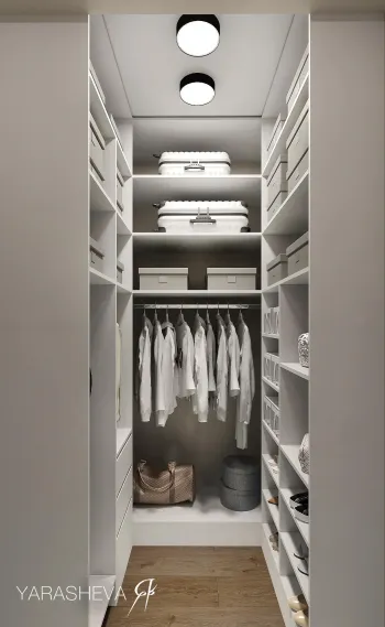 Интерьер гардеробной с гардеробной и кладовкой  смотреть на Basicdecor