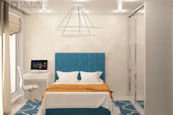 Интерьер спальни c рабочим местом в скандинавском стиле смотреть на Basicdecor