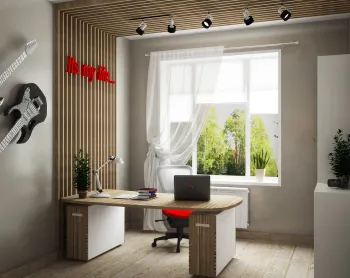 Интерьер c рабочим местом в современном стиле смотреть на Basicdecor