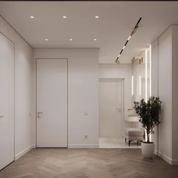 Интерьер прихожей cветовыми линиями  смотреть на Basicdecor